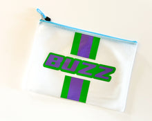 Load image into Gallery viewer, “Buzz Lightyear Inspired” Personalized Cabana Stripe Waterproof Pouch
