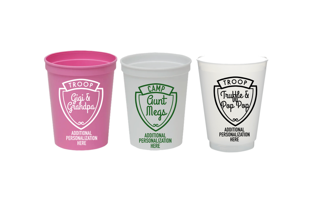 Personalized 'Troop Grand Hotel' Cups 16oz Plastic Stadium Cups