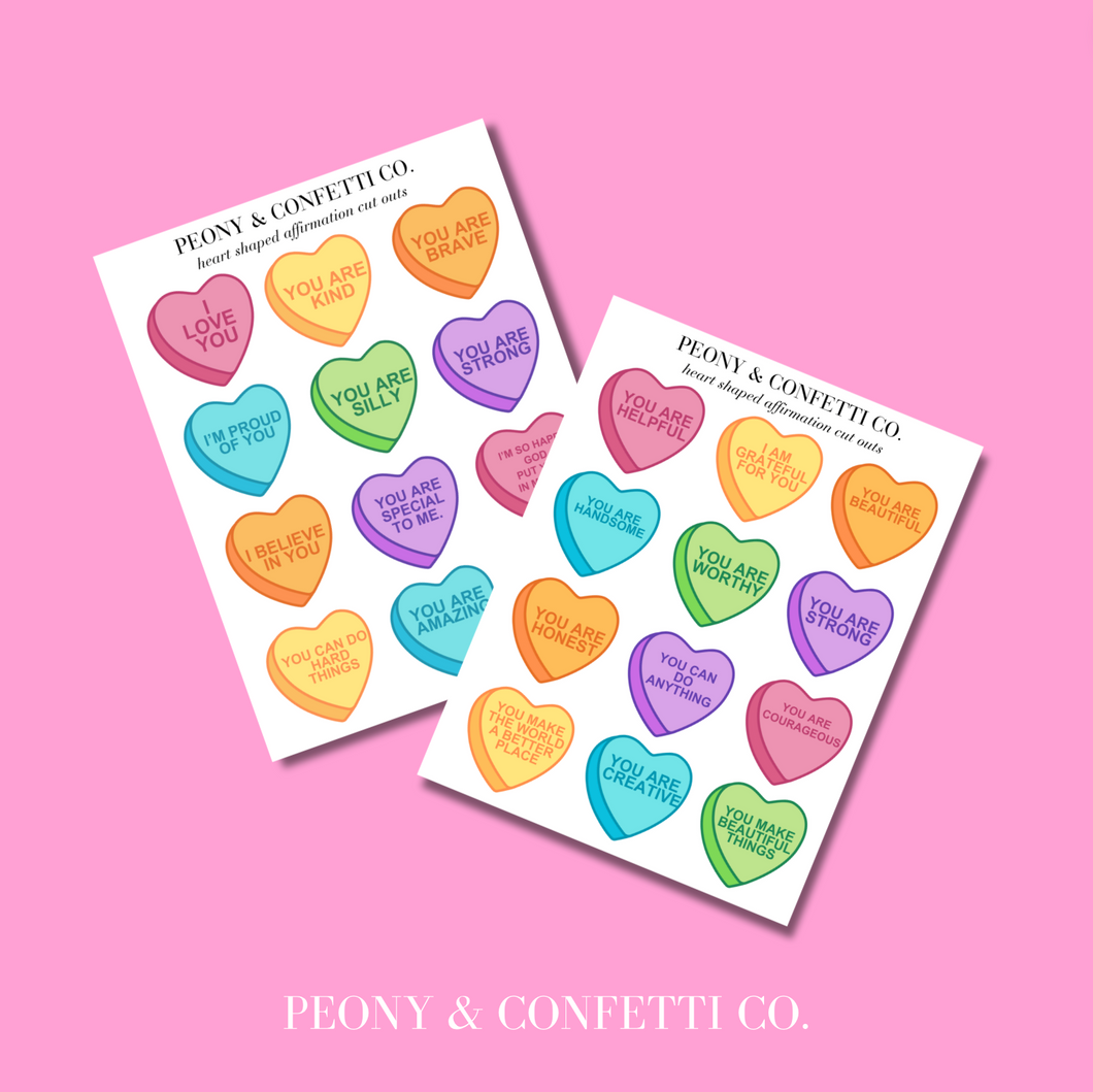 Peony & Confetti Co. Colorful Heart Affirmation PRINTABLE