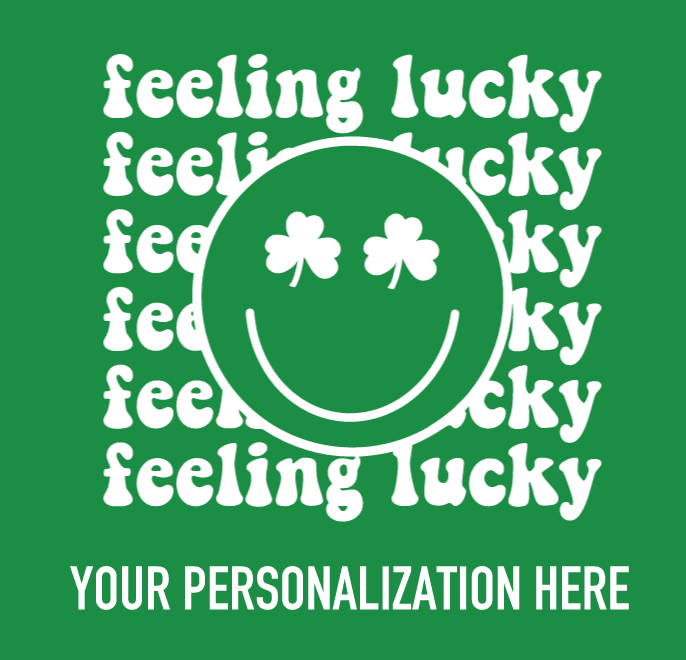 Personalizable Feeling Lucky with Shamrock Smiley  Neoprene Koozies