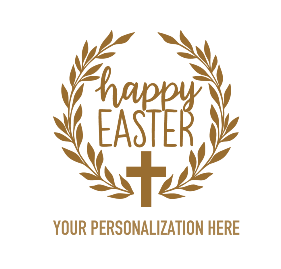Personalizable Happy Easter with Cross & Wreath Cups
