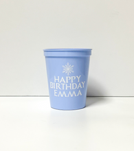 Load image into Gallery viewer, Personalized &#39;Frozen Inspired&#39; Theme Cups 16oz Plastic Stadium Cups
