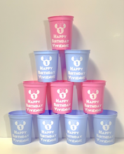 Load image into Gallery viewer, Personalized &#39;Mickey Mouse or Minnie Mouse Inspired&#39; 16oz Plastic Stadium Cups
