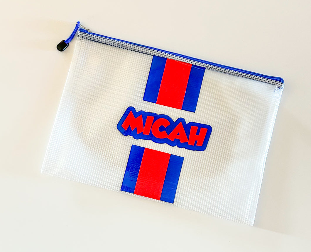 “Paw Patrol Inspired” Personalized Cabana Stripe Waterproof Pouch