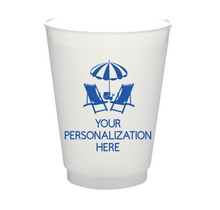 Load image into Gallery viewer, Personalizable Poolside Chairs 16oz Plastic Stadium Cups
