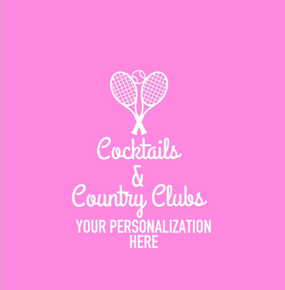 Personalized Cocktails & Country Clubs Cups {with Tennis Racquets} 16oz Plastic Stadium Cups