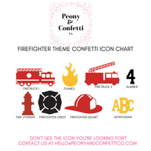Load image into Gallery viewer, Personalizable Firetruck Themed Confetti (100 pieces)
