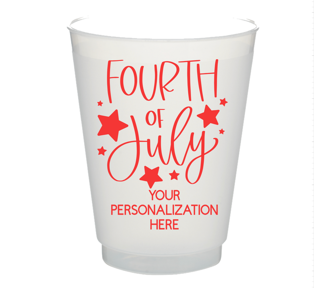 Personalizable Fourth of July with Stars 16oz Plastic Stadium Cups