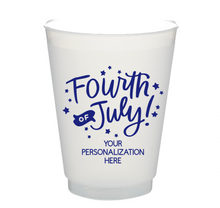 Load image into Gallery viewer, Personalizable Fourth of July with Stars + Mini Banner 16oz Plastic Stadium Cups
