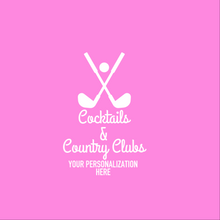 Load image into Gallery viewer, Personalizable Cocktails &amp; Country Clubs {with Golf Clubs} Neoprene Koozies
