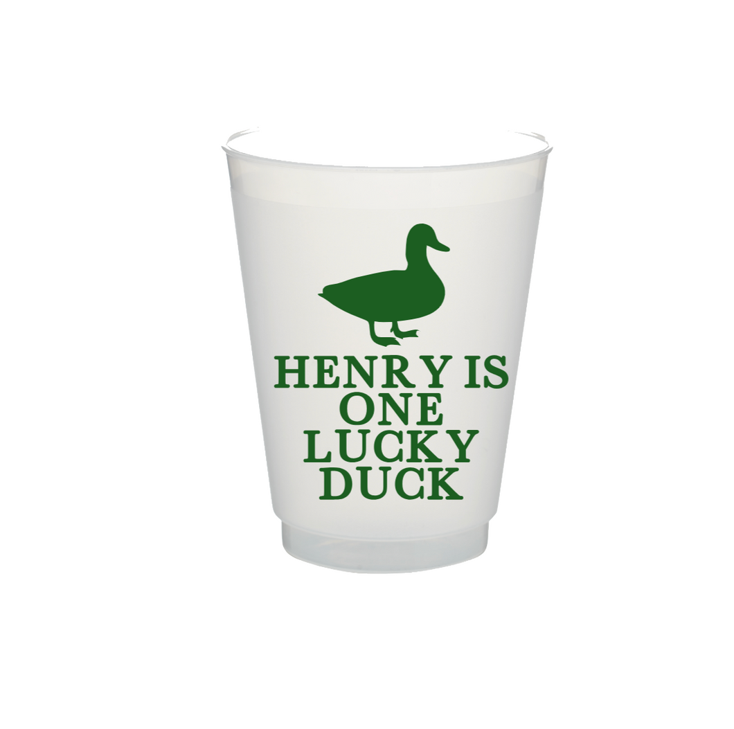 Personalizable One Lucky Duck 16oz Plastic Stadium Cups