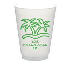 Load image into Gallery viewer, Personalizable Palm Trees 16oz Plastic Stadium Cups
