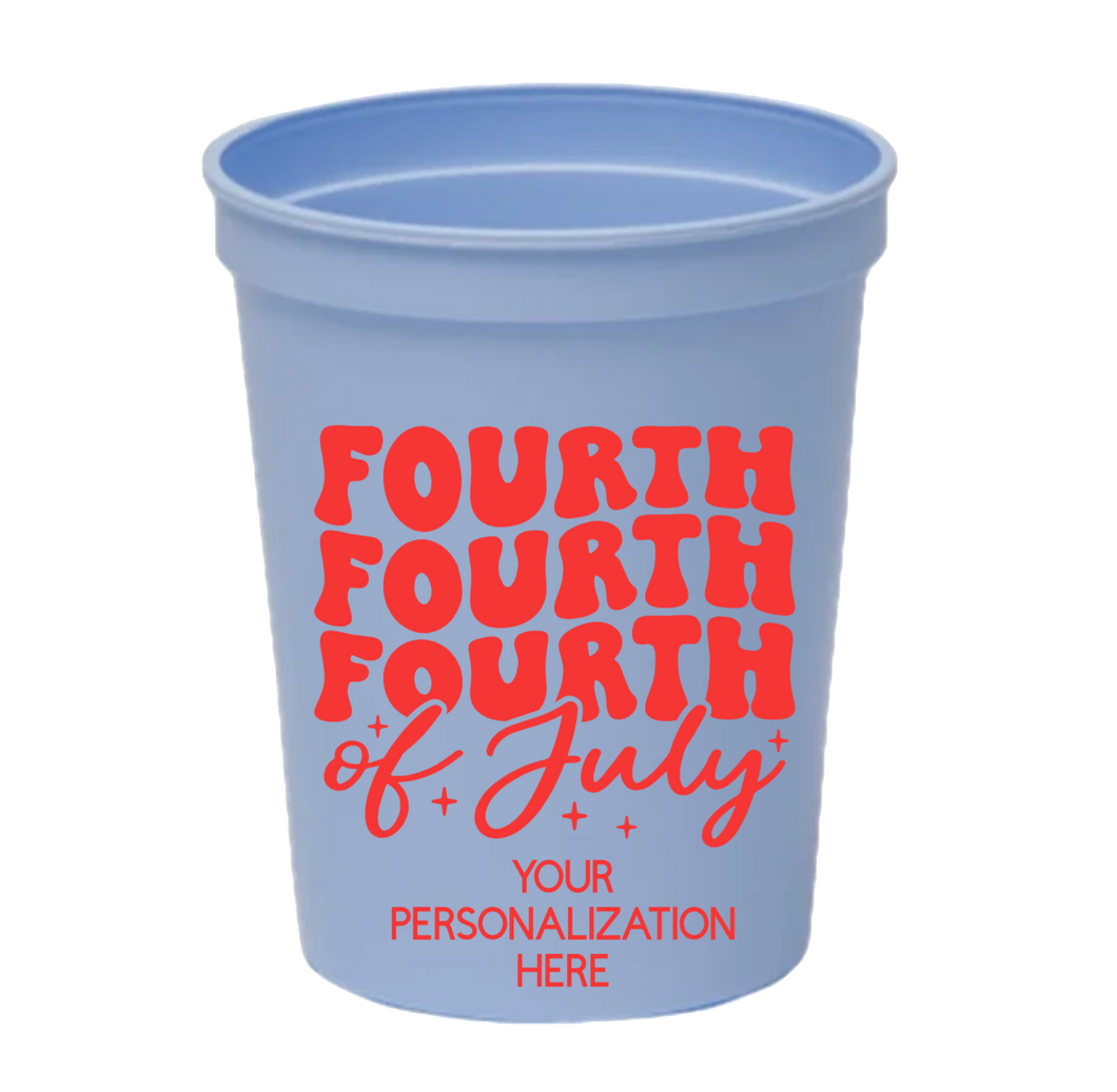 Personalizable Retro Fourth of July 16oz Plastic Stadium Cups
