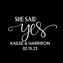 Load image into Gallery viewer, Personalizable &quot;She Said Yes&quot; Neoprene Koozies
