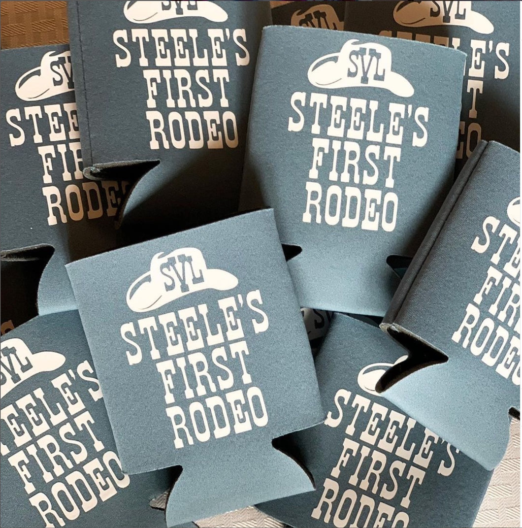 Personalized First Rodeo Neoprene Koozies