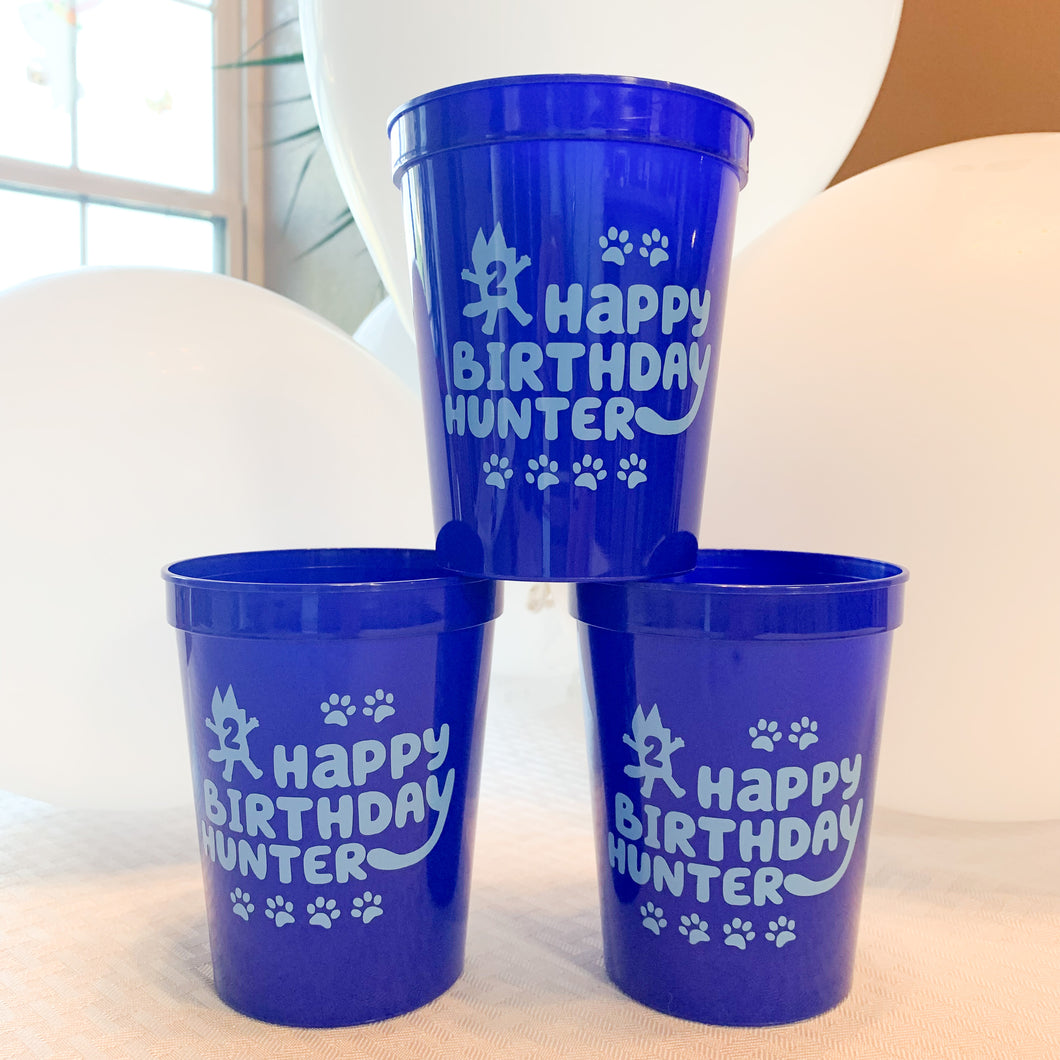 Personalized 'Bluey Inspired' 16oz Plastic Stadium Cups