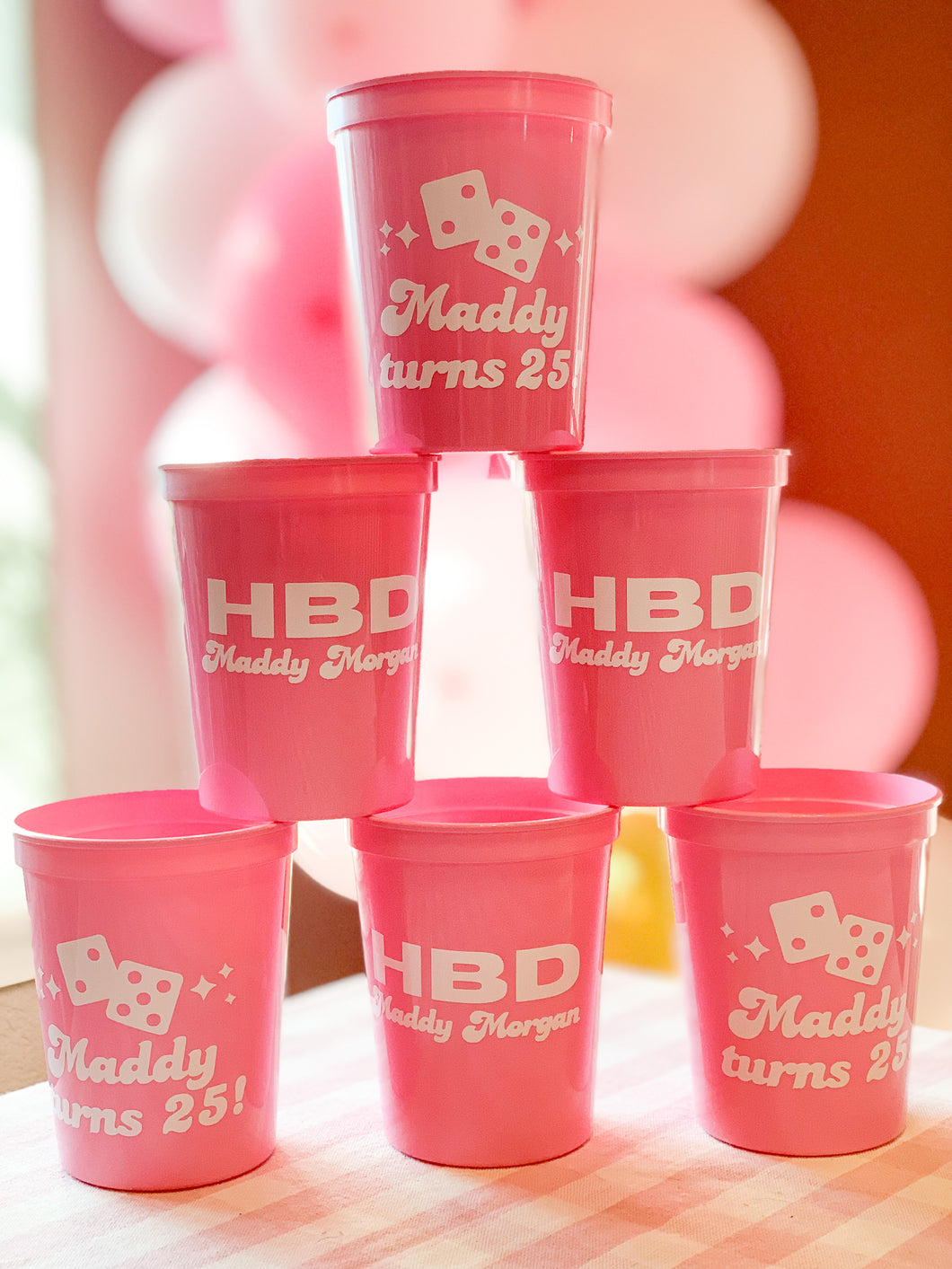 Personalized Vegas Themed Dice Cups 16oz Plastic Stadium Cups