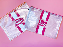 Load image into Gallery viewer, “Barbie Inspired” Personalized Cabana Stripe Waterproof Pouch
