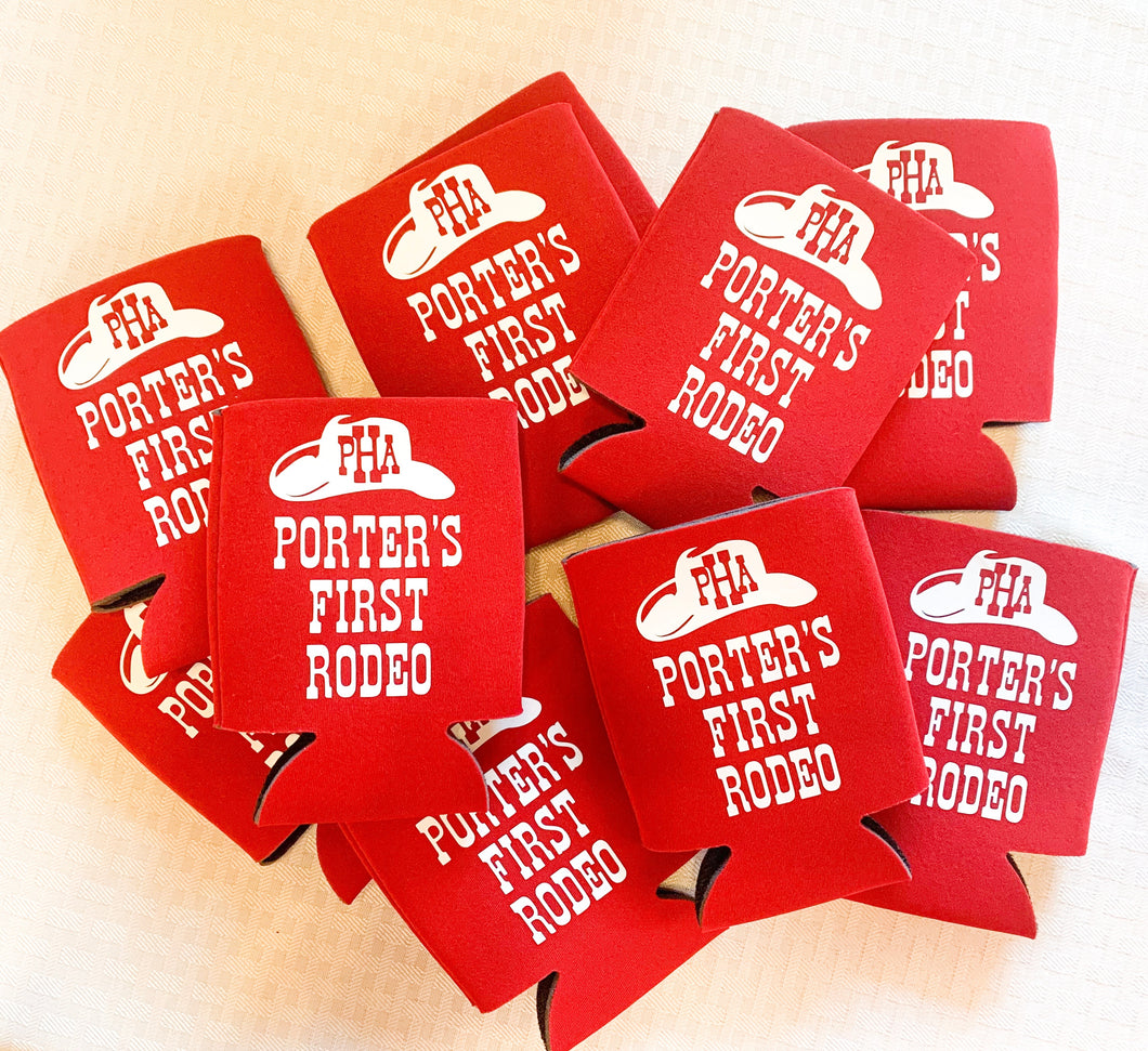Personalized First Rodeo Neoprene Koozies